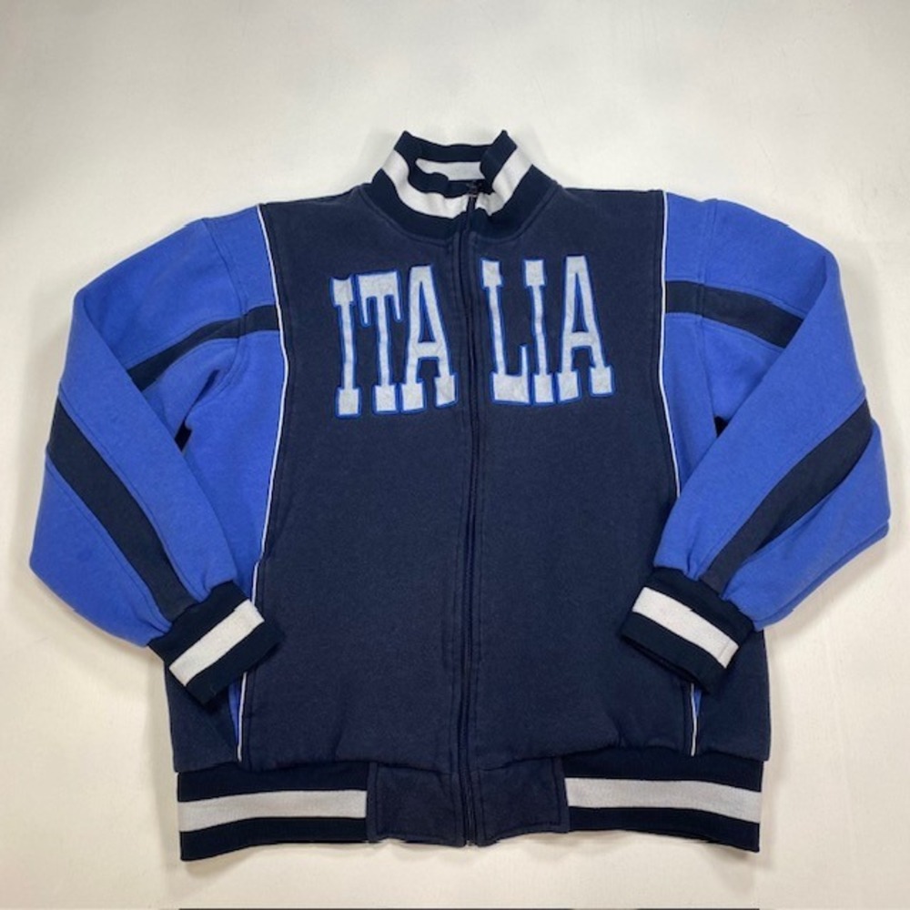 Italia Track Jacket Mens Large Navy Blue Full Zip Soccer Sweatshirt Vintage